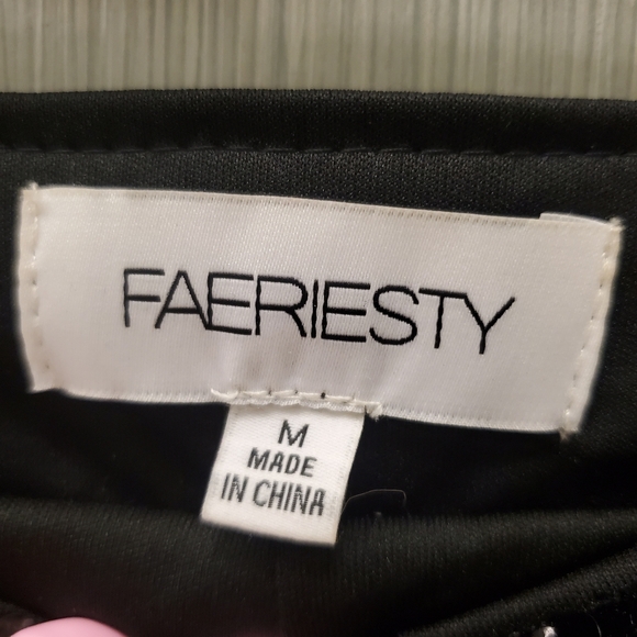 Faeriesty Black Sequin Wide Leg Pants Pull On Size M - Picture 7 of 9